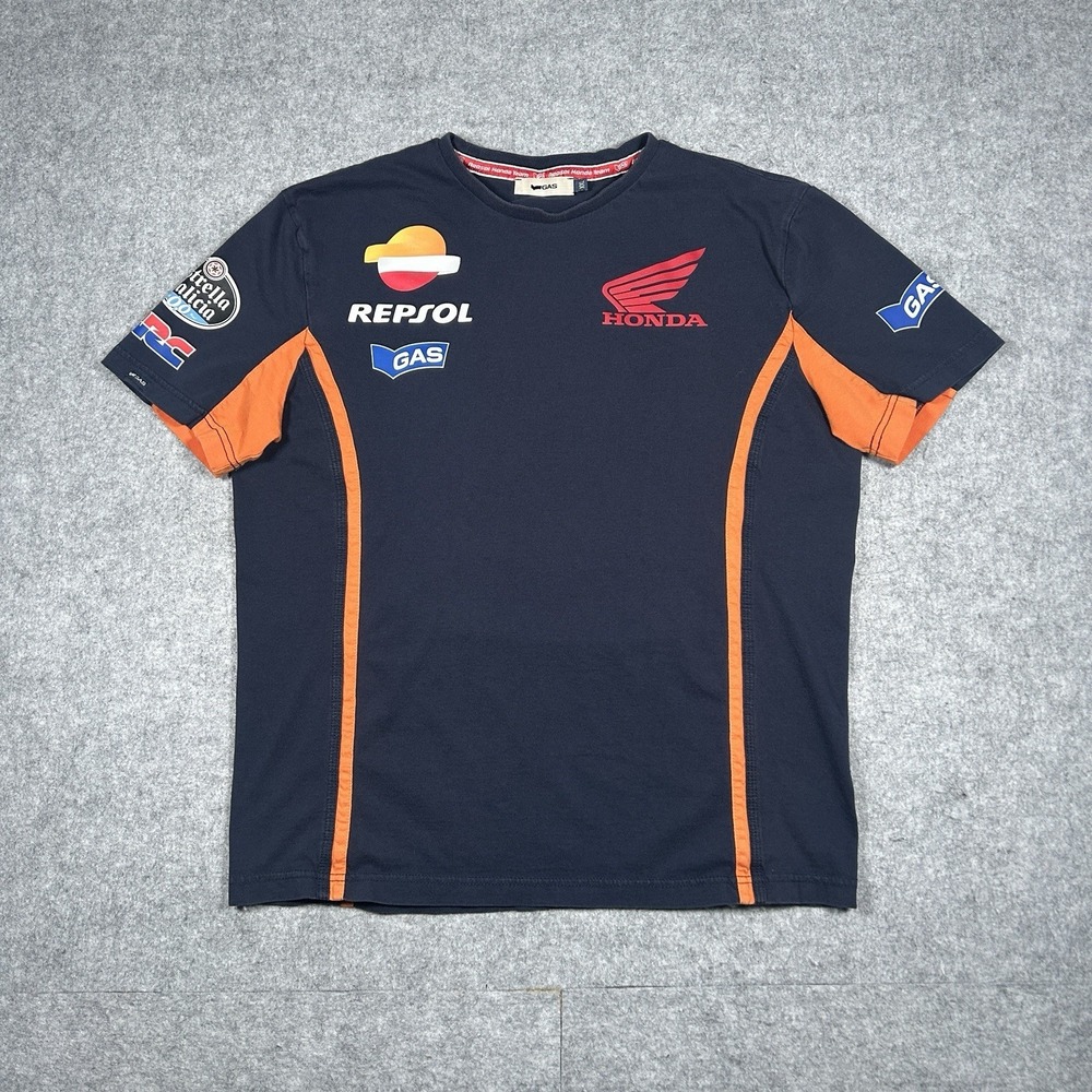 Gas‎ Honda Team T Shirt Men's Size 2XL XXL Navy Blue Repsol Racing Rider
